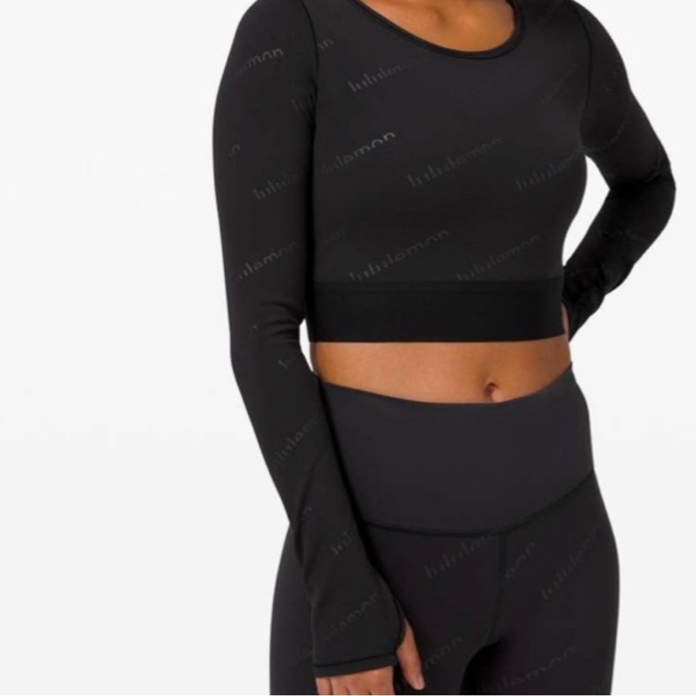 Lululemon Wunder Train black Long Sleeve Cropped Top athletic special edition